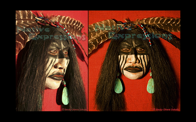 White Shadow, Clay/Mixed Native American Media Mask
