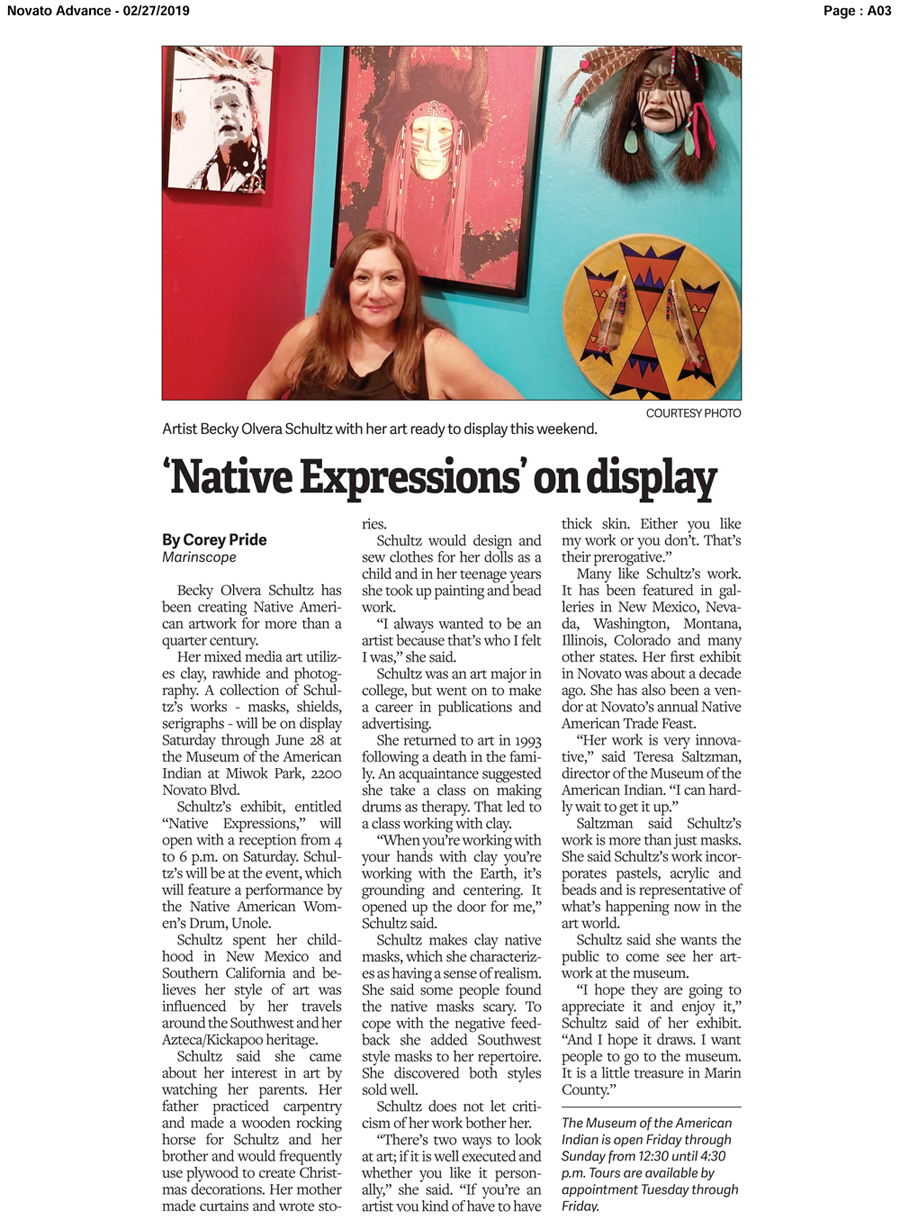 Olvera Schultz Museum Exhibit Featured in Novato Advance & Marin Independent Journal