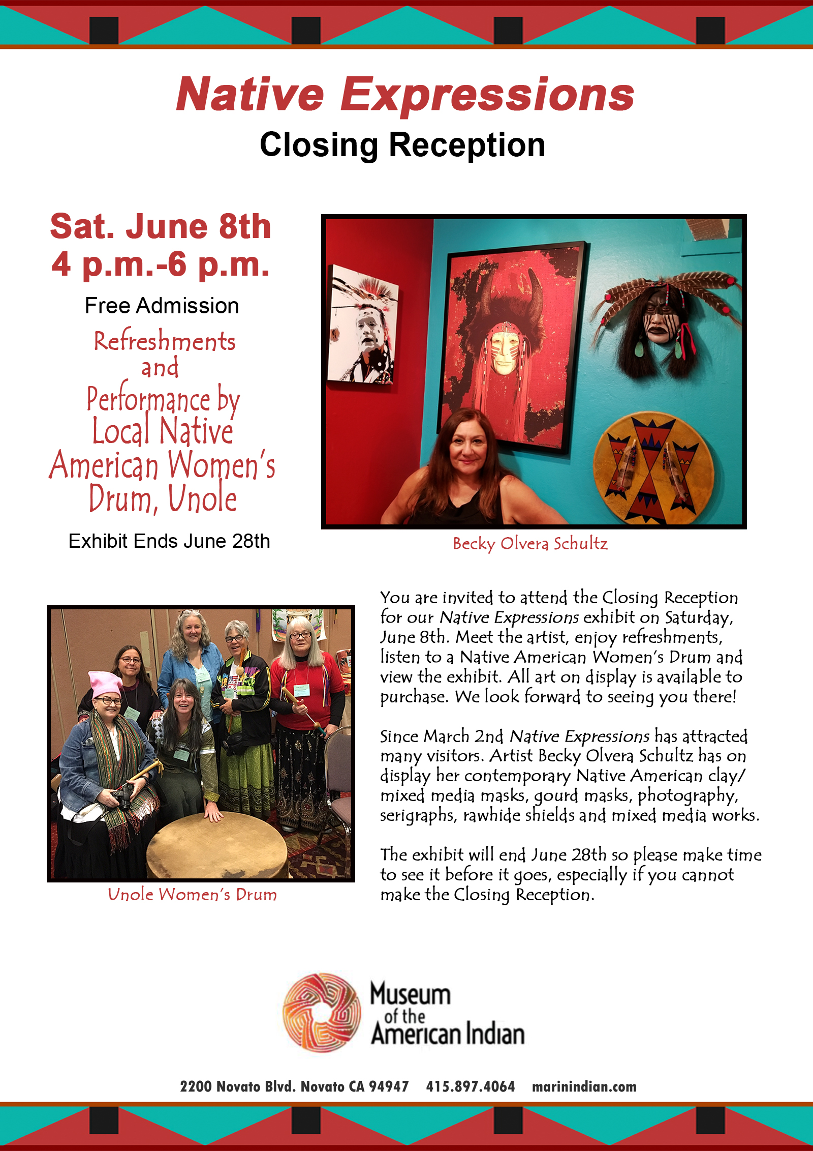 Closing Reception for Native Expressions Exhibit at Museum of the American Indian in Marin County